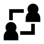 Icon mit Verbindungen zwischen zwei Personen zur Illustration von PR und Kommunikatiosberatung
