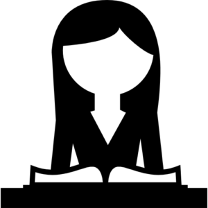 Icon einer lesenden Frau zur Illustration von Lektorat, Korrektorat und Redaktion von Miriam Buchmann